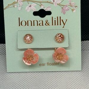 lonna & lilly Pink and Gold Flower Earrings